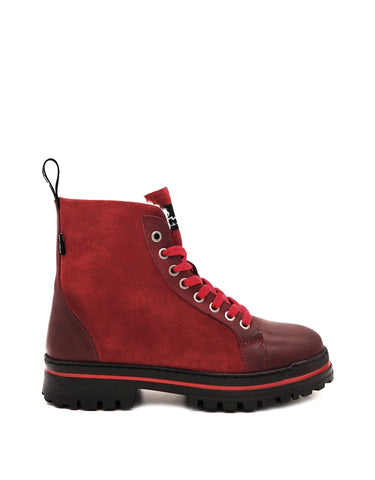 Bulle Hope Lace & Zip Spike Boot- Red