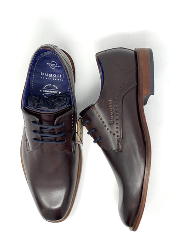 Comfort Wide Leather Brogues Shoes- Dark Brown