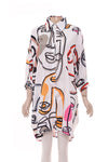 Faces Button Up Tunic In Multi Print