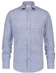 Jacquard Stripe Long Sleeve Shirt -Blue
