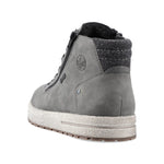 Rieker Mens Lace & Zip Leather Boot- Grey
