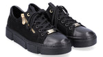 N5932-00 Lace up Sneaker with Zipper - Black