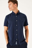 Button Down Short Sleeve Shirt - Navy