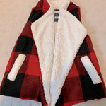 Janice Apparel Women's Multicolor Plaid Sherpa lined open winter vest one size