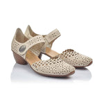 Rieker Mary Jane Comfy Summer Shoes - Beige