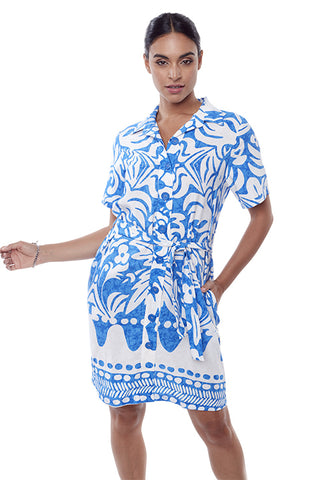 Pocket Pattern Knit Dress - Blue