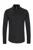 Jersey Long Sleeve Buttoned Shirt -Black