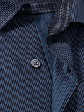 Pin Stripe Long Sleeve Cotton Shirt - Classic Blue