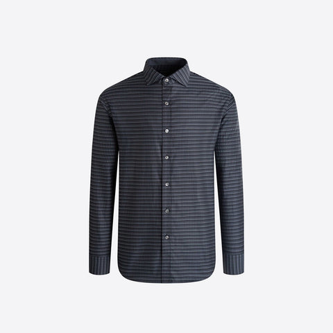Hound's Tooth Long Sleeve Shirt - Charcoal