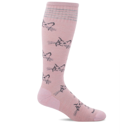 Women's Compression Socks 15-20mmHg -Feline Fancy - ROSE
