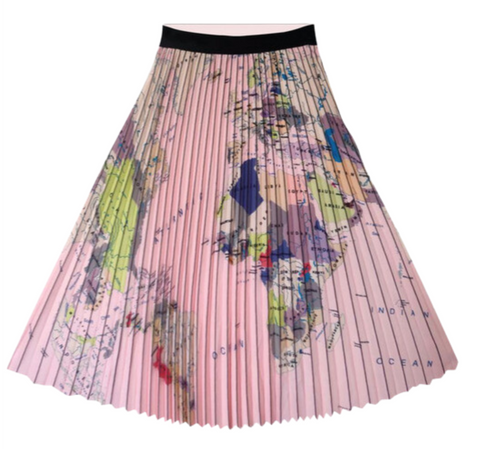 Around the World Pleated Skirt