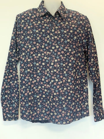 NS Nara Floral Print in Navy Men's Button Down L/S