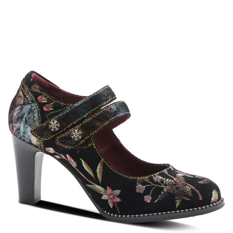 L' Artiste Suede SHOWY Floral Dress Shoe - Black Multi